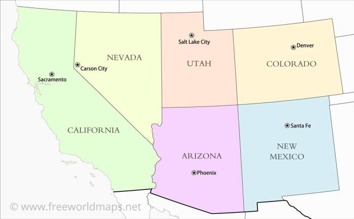 Southwest region worksheets capitals label flashcards matching location subject grade