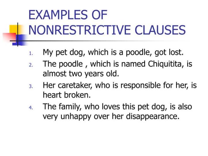 Restrictive nonrestrictive relative clauses vs