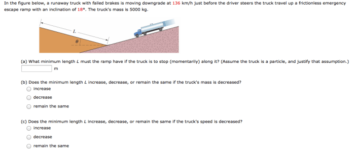 In the figure a runaway truck with failed brakes