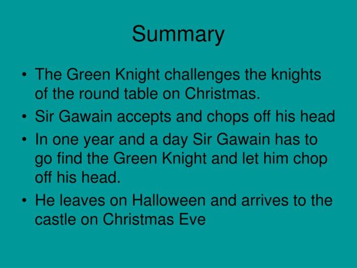 Sir gawain and the green knight part 2 summary